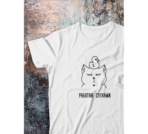 Футболка оверсайз с принтом с приколом Sharp&Shop Футболка с мемом котом принтом надписями оверсайз унисекс
