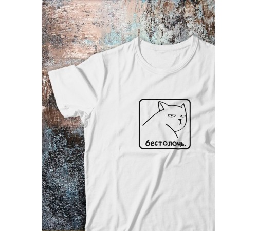 Футболка оверсайз с принтом с приколом Sharp&Shop Футболка с мемом котом принтом надписями оверсайз унисекс