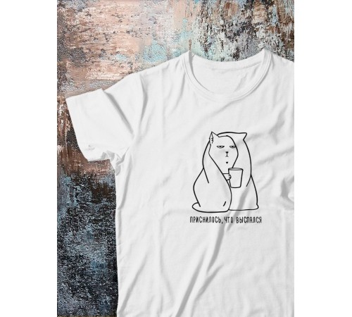 Футболка оверсайз с принтом с приколом Sharp&Shop Футболка с мемом котом принтом надписями оверсайз унисекс