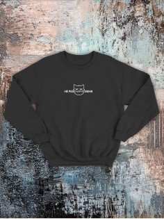 Свитшот оверсайз с принтом с приколом Sharp&Shop Свитшот с мемом принтом котом надписями кофта толстовка