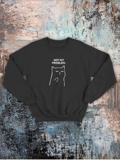 Свитшот оверсайз с принтом с приколом Sharp&Shop Свитшот с мемом принтом котом надписями кофта толстовка