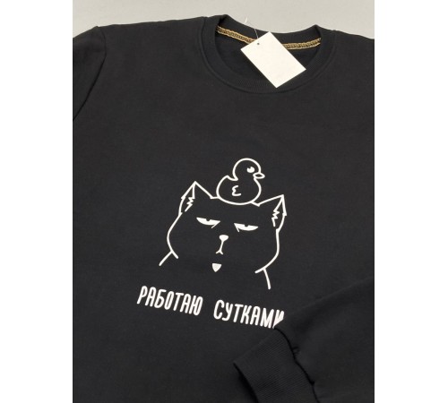 Свитшот оверсайз с принтом с приколом Sharp&Shop Свитшот с мемом принтом котом надписями кофта толстовка