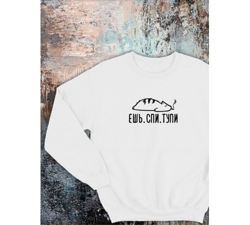 Свитшот оверсайз с принтом с приколом Sharp&Shop Свитшот с мемом принтом котом надписями кофта толстовка