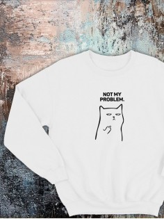 Свитшот оверсайз с принтом с приколом Sharp&Shop Свитшот с мемом принтом котом надписями кофта толстовка