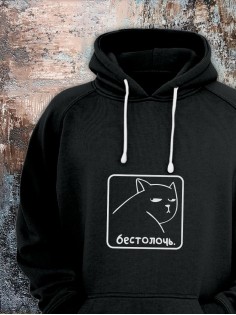 Толстовки оверсайз с принтом с приколом Sharp&Shop Худи с принтом мемом котом надписями толстовка оверсайз