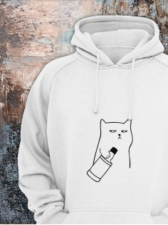 Толстовки оверсайз с принтом с приколом Sharp&Shop Худи с принтом мемом котом надписями толстовка оверсайз