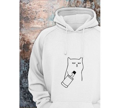 Толстовки оверсайз с принтом с приколом Sharp&Shop Худи с принтом мемом котом надписями толстовка оверсайз