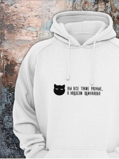 Толстовки оверсайз с принтом с приколом Sharp&Shop Худи с принтом мемом котом надписями толстовка оверсайз