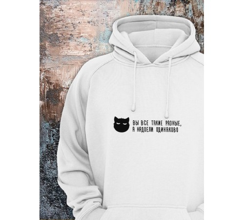 Толстовки оверсайз с принтом с приколом Sharp&Shop Худи с принтом мемом котом надписями толстовка оверсайз