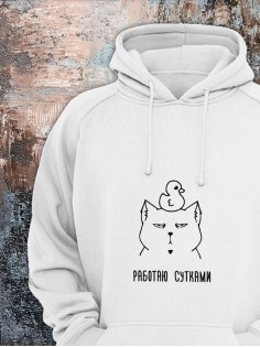 Толстовки оверсайз с принтом с приколом Sharp&Shop Худи с принтом мемом котом надписями толстовка оверсайз