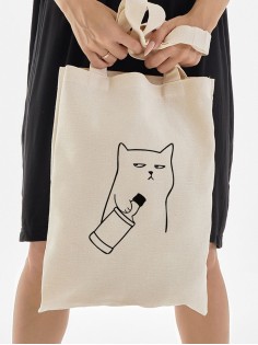 Сумка, шоппер с принтом и приколом Sharp&Shop Эко сумка шоппер с принтом мемом надписями котом без молнии