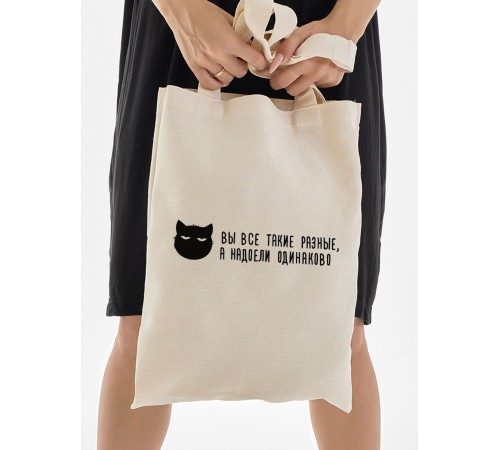 Сумка, шоппер с принтом и приколом Sharp&Shop Эко сумка шоппер с принтом мемом надписями котом без молнии
