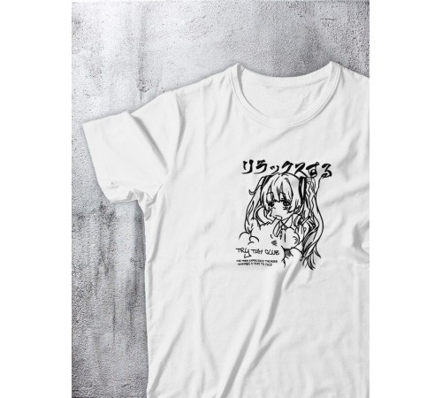 Футболка оверсайз с принтом с приколом Sharp&Shop Футболка с принтом надписью аниме оверсайз унисекс хлопок