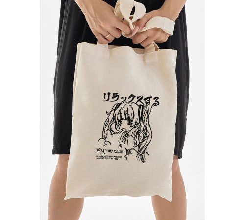 Сумка, шоппер с принтом и приколом Sharp&Shop Сумка шоппер с принтом надписью аниме без молнии на плечо