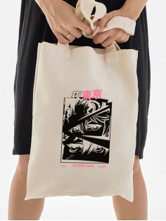 Сумка, шоппер с принтом и приколом Sharp&Shop Сумка шоппер с принтом надписью аниме без молнии на плечо