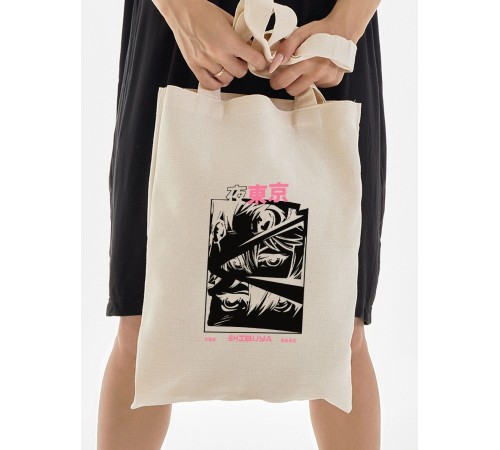 Сумка, шоппер с принтом и приколом Sharp&Shop Сумка шоппер с принтом надписью аниме без молнии на плечо