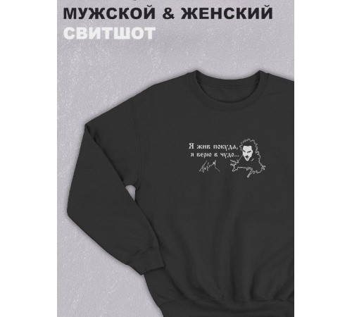 Свитшот оверсайз с принтом с приколом Sharp&Shop Черный свитшот принт Король и Шут я жив покуда я верю в чудо