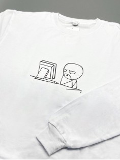 Свитшот оверсайз с принтом с приколом Sharp&Shop Белый свитшот принт мем программист хм почему не работает