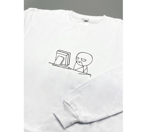 Свитшот оверсайз с принтом с приколом Sharp&Shop Белый свитшот принт мем программист хм почему не работает