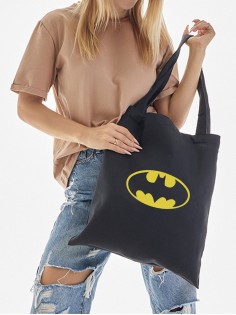Сумка, шоппер с принтом и приколом Sharp&Shop Сумка шоппер черный с принтом Бэтмен Batman бетмен унисекс