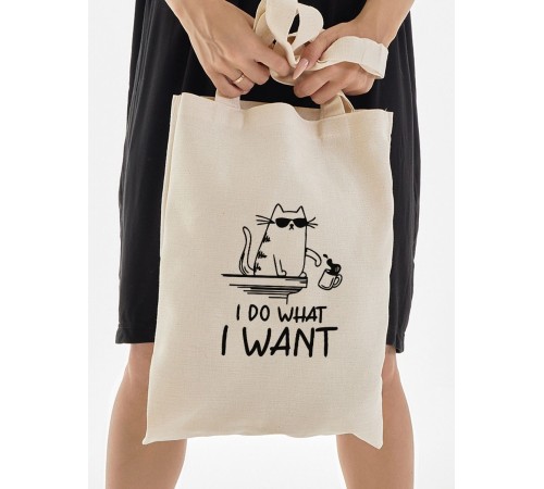 Сумка, шоппер с принтом и приколом Sharp&Shop Сумка шоппер бежевый с принтом I do what I want мем унисекс