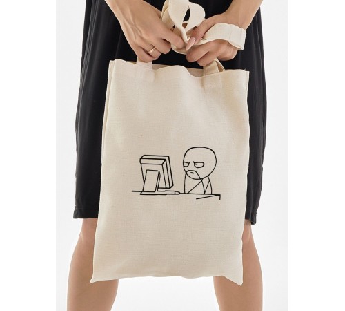 Сумка, шоппер с принтом и приколом Sharp&Shop Сумка шоппер бежевый мем программист хм почему не работает