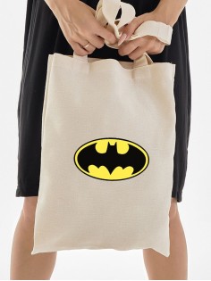Сумка, шоппер с принтом и приколом Sharp&Shop Сумка шоппер бежевый с принтом Бэтмен Batman бетмен унисекс
