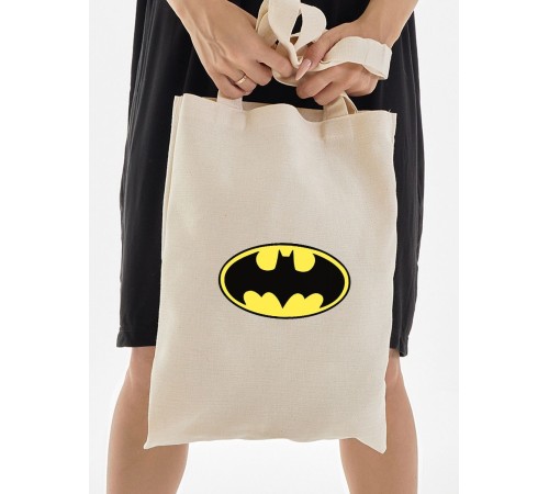 Сумка, шоппер с принтом и приколом Sharp&Shop Сумка шоппер бежевый с принтом Бэтмен Batman бетмен унисекс