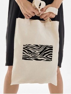 Сумка, шоппер с принтом и приколом Sharp&Shop Сумка шоппер бежевый принт зебра животные шкура зебры эко