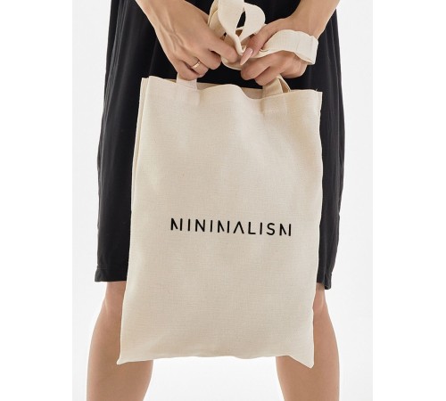 Сумка, шоппер с принтом и приколом Sharp&Shop Сумка шоппер бежевый с принтом надписью Minimalism унисекс