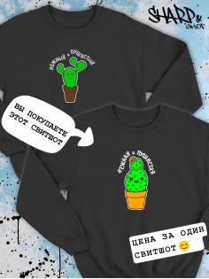 Парные свитшоты Sharp&Shop Парные свитшоты с принтом кактус нежная и пушистая женский