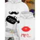 Парные толстовки, худи Sharp&Shop Парные худи женское белое с принтом mrs миссис губы для пары