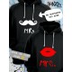 Парные толстовки, худи Sharp&Shop Парные худи мужское черное с принтом mr мистер с усами паре