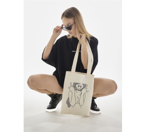 "Толстовки, свитшоты и худи Sharp&Shop" Сумка шоппер бежевый Аниме женская