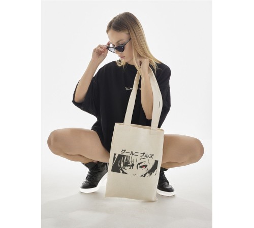 "Толстовки, свитшоты и худи Sharp&Shop" Сумка шоппер бежевый Аниме женская