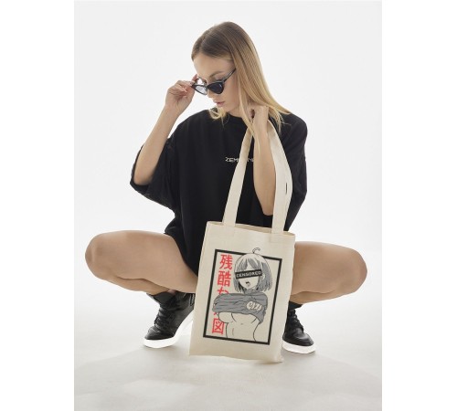 "Толстовки, свитшоты и худи Sharp&Shop" Сумка шоппер бежевый Аниме женская