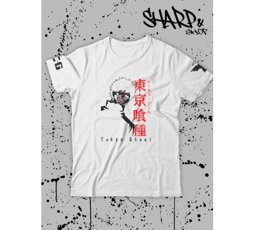 "Толстовки, свитшоты и худи Sharp&Shop" Футболка Аниме белая оверсайз токийский Гуль хантер хантер
