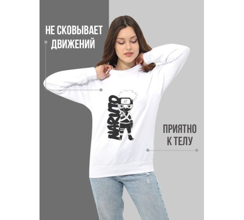 "Толстовки, свитшоты и худи Sharp&Shop" Свитшот Аниме белый оверсайз толстовка кофта с принтом Amine