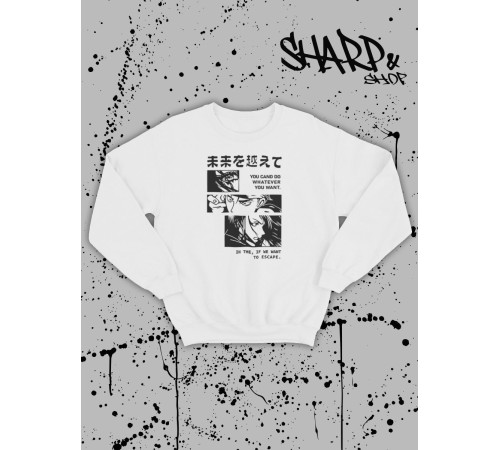 "Толстовки, свитшоты и худи Sharp&Shop" Свитшот Аниме белый оверсайз толстовка кофта с принтом Amine