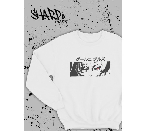 "Толстовки, свитшоты и худи Sharp&Shop" Свитшот Аниме белый оверсайз толстовка кофта с принтом Amine