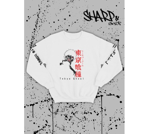 "Толстовки, свитшоты и худи Sharp&Shop" Свитшот Аниме белый оверсайз толстовка кофта с принтом Amine