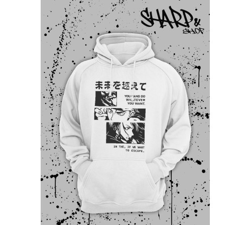 "Толстовки, свитшоты и худи Sharp&Shop" Белое худи Аниме мужское женское кофта