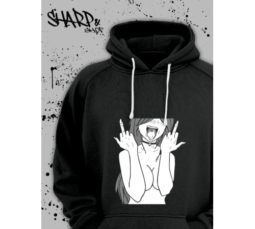 "Толстовки, свитшоты и худи Sharp&Shop" Черное худи Аниме толстовка с капюшоном кофта Amine хентай