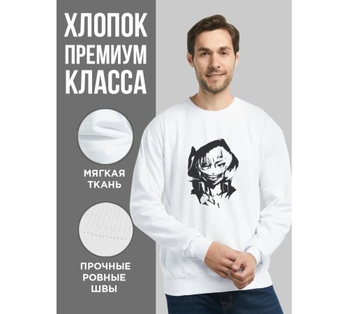"Толстовки, свитшоты и худи Sharp&Shop" Белый свитшот Аниме толстовка с капюшоном кофта Amine хентай