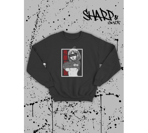 "Толстовки, свитшоты и худи Sharp&Shop" Свитшот Аниме черный оверсайз толстовка с принтом Amine