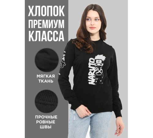 "Толстовки, свитшоты и худи Sharp&Shop" Свитшот Аниме черный оверсайз толстовка с принтом Amine