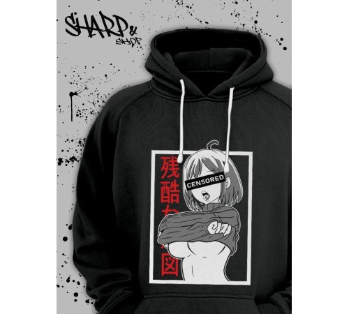 "Толстовки, свитшоты и худи Sharp&Shop" Черное худи Аниме толстовка с капюшоном кофта Amine хентай