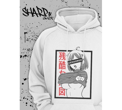 "Толстовки, свитшоты и худи Sharp&Shop" Белое худи Аниме толстовка с капюшоном кофта Amine хентай