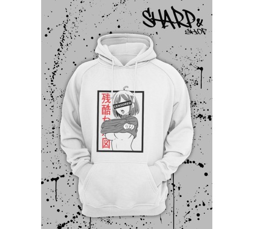 "Толстовки, свитшоты и худи Sharp&Shop" Белое худи Аниме толстовка с капюшоном кофта Amine хентай