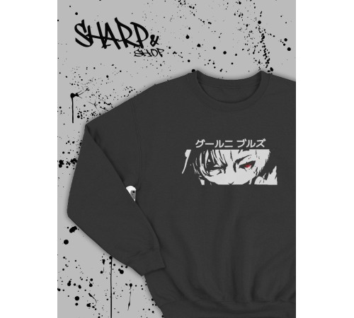 "Толстовки, свитшоты и худи Sharp&Shop" Свитшот Аниме черный оверсайз толстовка с принтом Amine